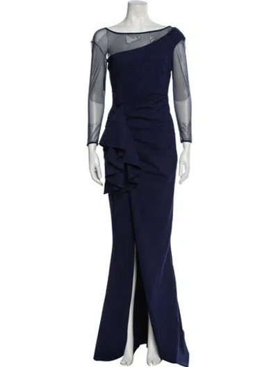 Pre-owned Chiara Boni Bateau Neckline Long Dress In Blue