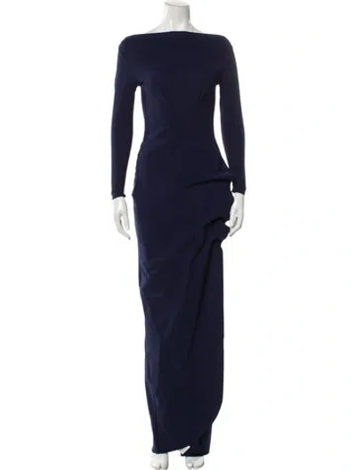 Pre-owned Chiara Boni Bateau Neckline Long Dress In Blue