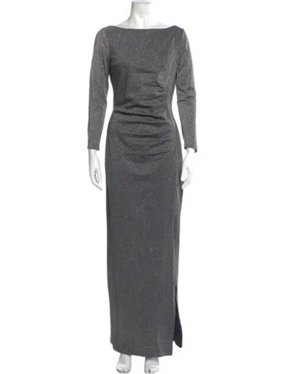 Pre-owned Chiara Boni Bateau Neckline Long Dress In Gray