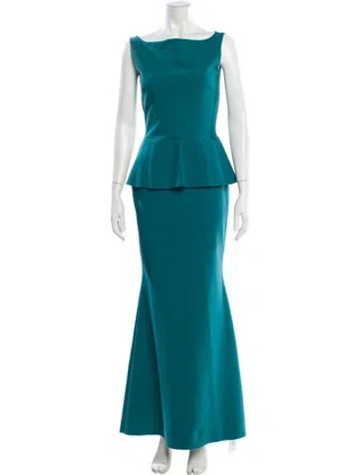 Pre-owned Chiara Boni Bateau Neckline Long Dress In Green
