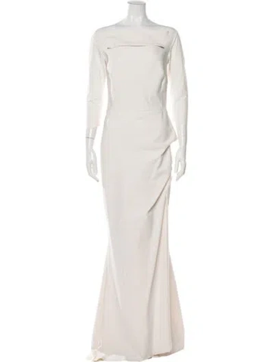Pre-owned Chiara Boni Bateau Neckline Long Dress In Neutral