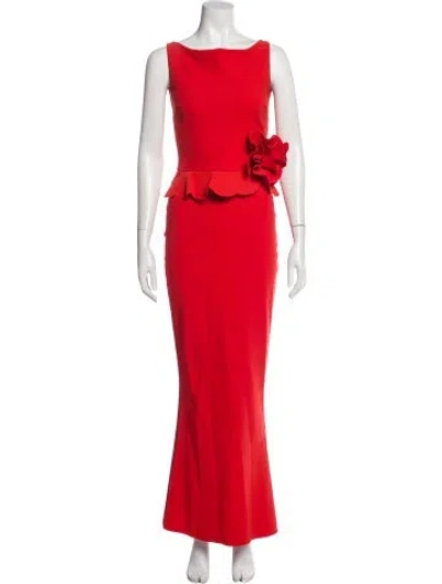 Pre-owned Chiara Boni Bateau Neckline Long Dress In Orange