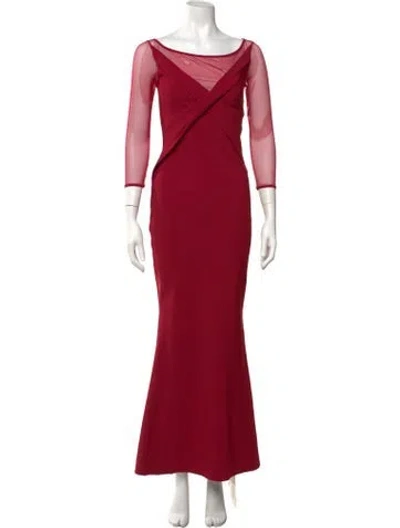 Pre-owned Chiara Boni Bateau Neckline Long Dress In Pink