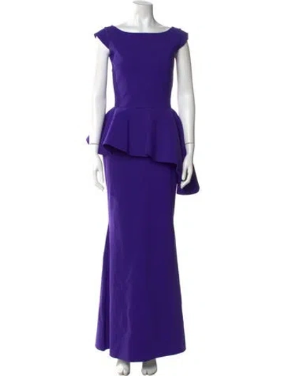 Pre-owned Chiara Boni Bateau Neckline Long Dress In Purple