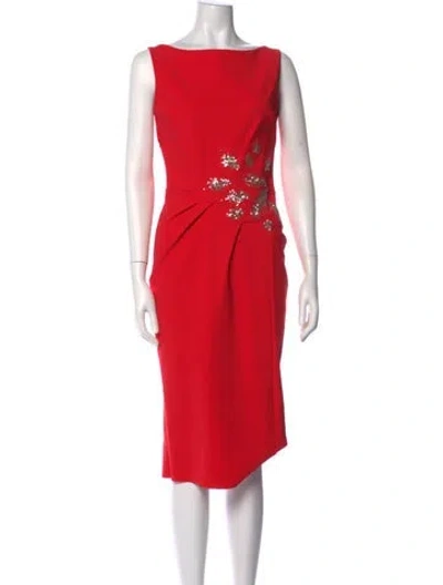 Pre-owned Chiara Boni Bateau Neckline Long Dress In Red