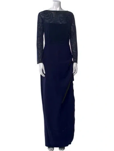 Pre-owned Chiara Boni Bateau Neckline Long Dress W/ Tags In Blue