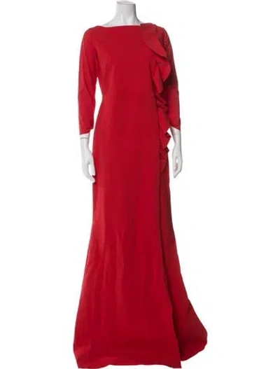 Pre-owned Chiara Boni Bateau Neckline Long Dress W/ Tags In Red