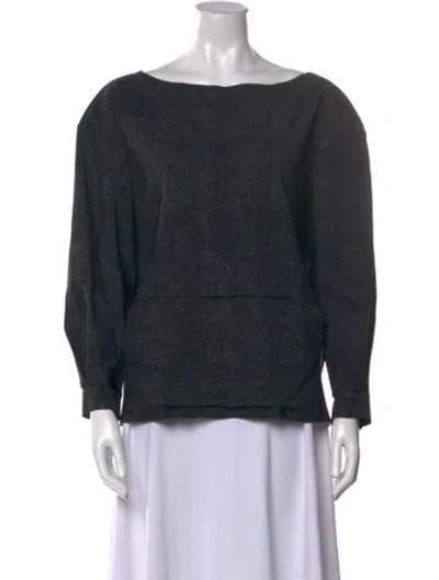 Pre-owned Chiara Boni Bateau Neckline Long Sleeve Sweatshirt In Gray