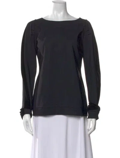 Pre-owned Chiara Boni Bateau Neckline Long Sleeve Top In Black