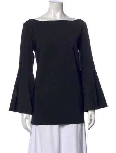 Pre-owned Chiara Boni Bateau Neckline Long Sleeve Top In Black