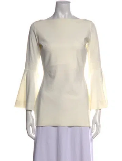 Pre-owned Chiara Boni Bateau Neckline Long Sleeve Top In Neutrals
