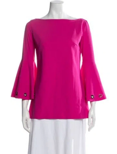 Pre-owned Chiara Boni Bateau Neckline Long Sleeve Top In Pink