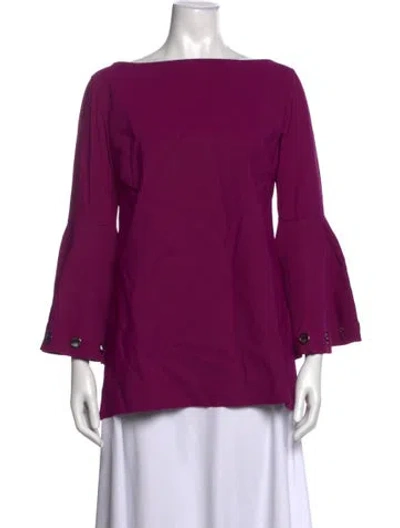 Pre-owned Chiara Boni Bateau Neckline Long Sleeve Top In Purple