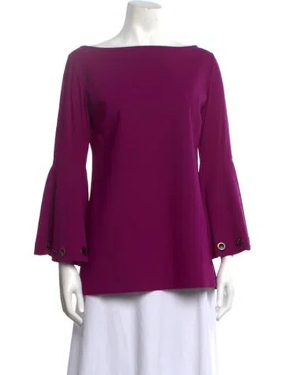 Pre-owned Chiara Boni Bateau Neckline Long Sleeve Top In Purple