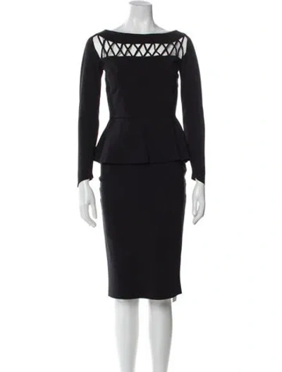 Pre-owned Chiara Boni Bateau Neckline Midi Length Dress In Black