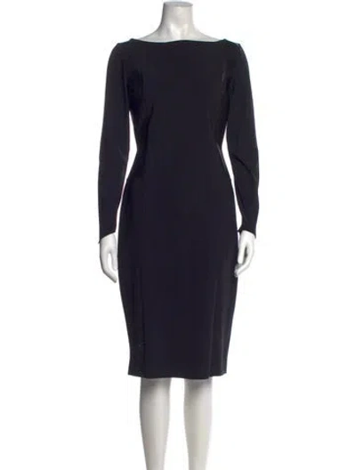 Pre-owned Chiara Boni Bateau Neckline Midi Length Dress In Black