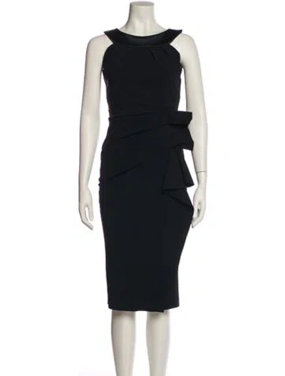 Pre-owned Chiara Boni Bateau Neckline Midi Length Dress In Black