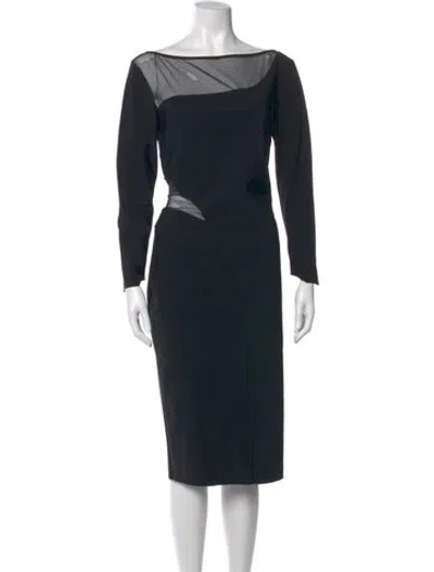 Pre-owned Chiara Boni Bateau Neckline Midi Length Dress In Black
