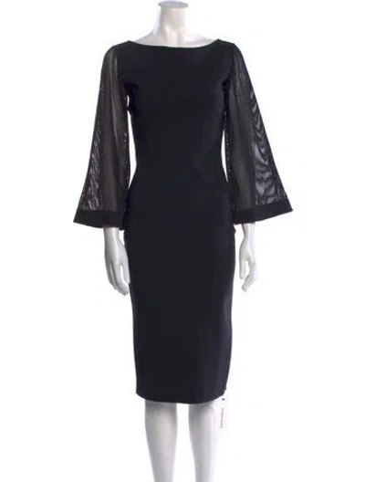 Pre-owned Chiara Boni Bateau Neckline Midi Length Dress In Black