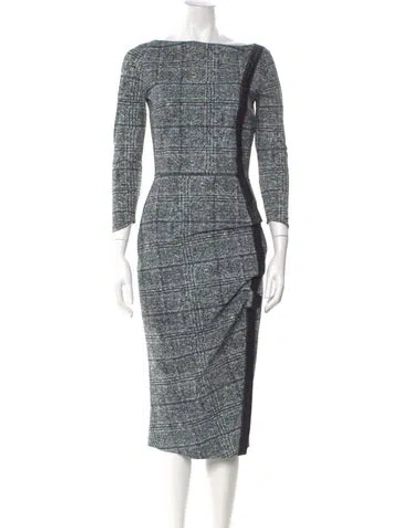 Pre-owned Chiara Boni Bateau Neckline Midi Length Dress In Blue