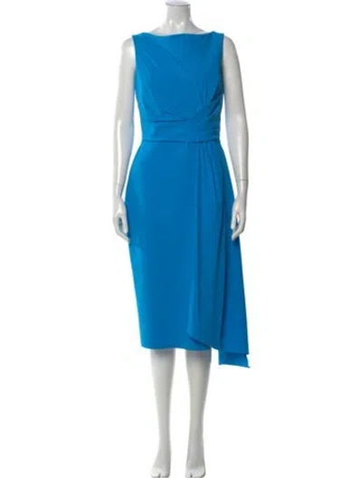 Pre-owned Chiara Boni Bateau Neckline Midi Length Dress In Blue