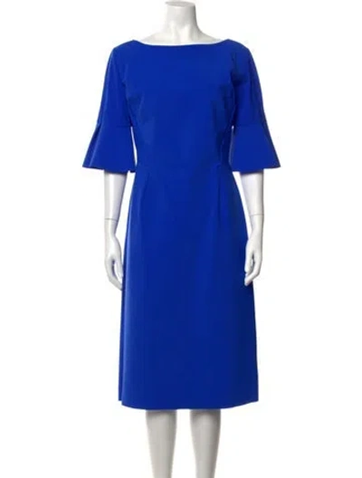 Pre-owned Chiara Boni Bateau Neckline Midi Length Dress In Blue