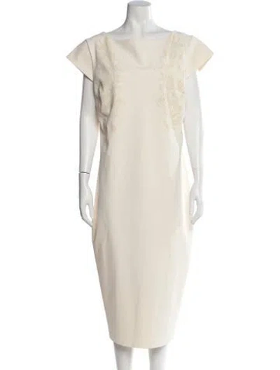Pre-owned Chiara Boni Bateau Neckline Midi Length Dress In Neutral