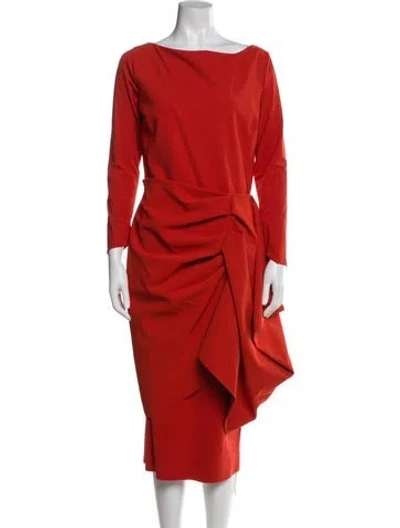 Pre-owned Chiara Boni Bateau Neckline Midi Length Dress In Orange