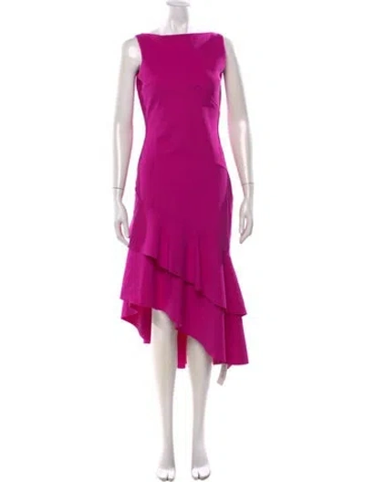 Pre-owned Chiara Boni Bateau Neckline Midi Length Dress In Pink