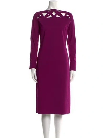Pre-owned Chiara Boni Bateau Neckline Midi Length Dress In Purple