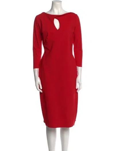 Pre-owned Chiara Boni Bateau Neckline Midi Length Dress In Red