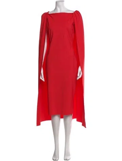 Pre-owned Chiara Boni Bateau Neckline Midi Length Dress In Red