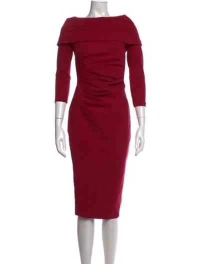 Pre-owned Chiara Boni Bateau Neckline Midi Length Dress In Red