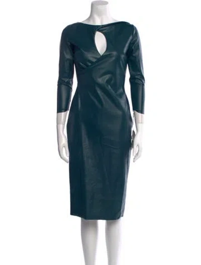 Pre-owned Chiara Boni Bateau Neckline Midi Length Dress W/ Tags In Blue