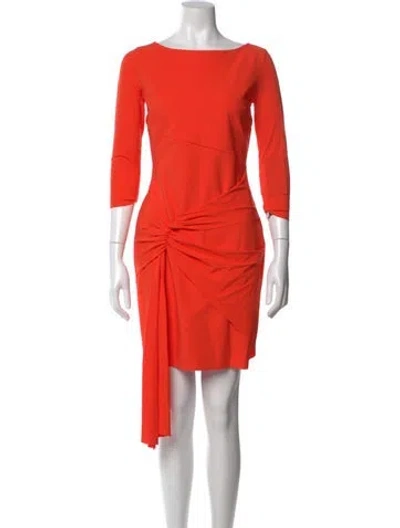 Pre-owned Chiara Boni Bateau Neckline Midi Length Dress W/ Tags In Orange