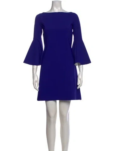 Pre-owned Chiara Boni Bateau Neckline Mini Dress In Blue