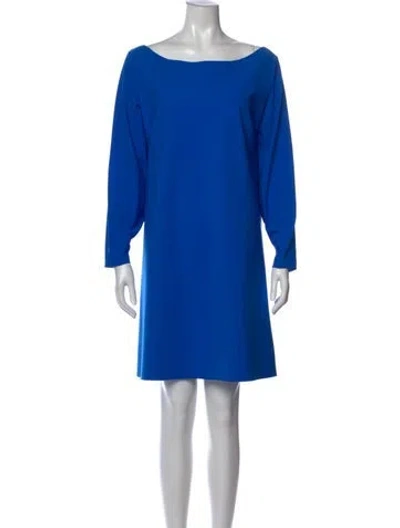 Pre-owned Chiara Boni Bateau Neckline Mini Dress In Blue