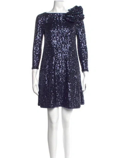 Pre-owned Chiara Boni Bateau Neckline Mini Dress In Blue