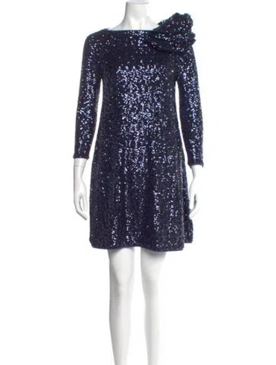 Pre-owned Chiara Boni Bateau Neckline Mini Dress In Blue