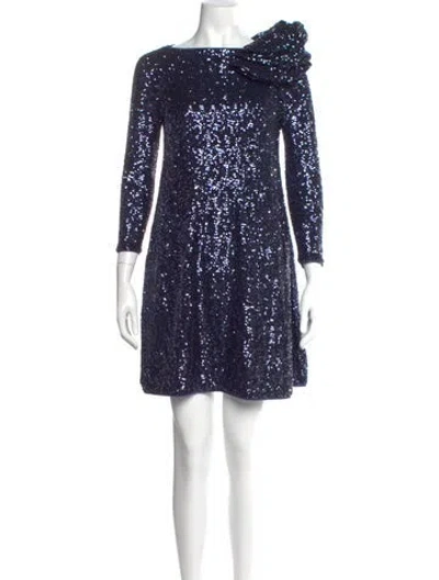 Pre-owned Chiara Boni Bateau Neckline Mini Dress In Blue