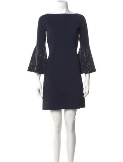 Pre-owned Chiara Boni Bateau Neckline Mini Dress In Blue