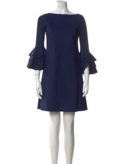 Pre-owned Chiara Boni Bateau Neckline Mini Dress In Blue