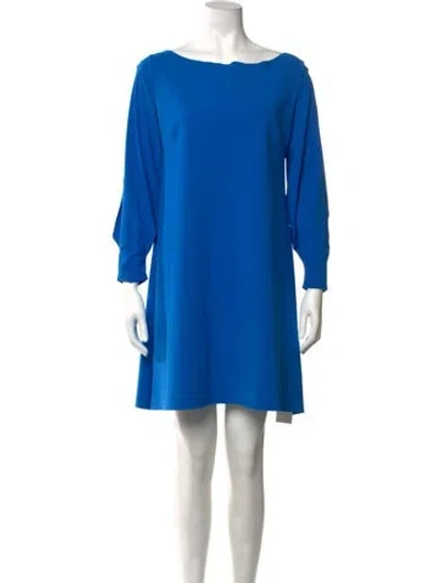 Pre-owned Chiara Boni Bateau Neckline Mini Dress In Blue