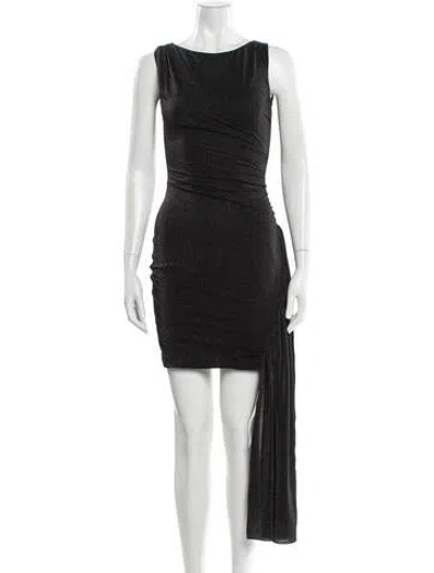 Pre-owned Chiara Boni Bateau Neckline Mini Dress In Gray