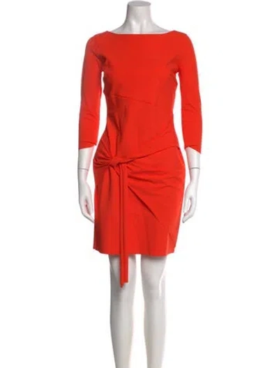 Pre-owned Chiara Boni Bateau Neckline Mini Dress In Orange