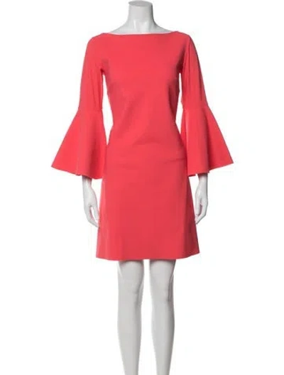 Pre-owned Chiara Boni Bateau Neckline Mini Dress In Orange/red