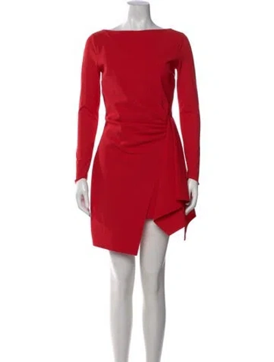 Pre-owned Chiara Boni Bateau Neckline Mini Dress In Red