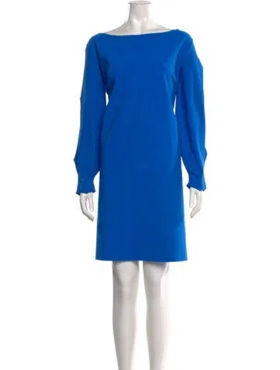 Pre-owned Chiara Boni Bateau Neckline Mini Dress W/ Tags In Blue