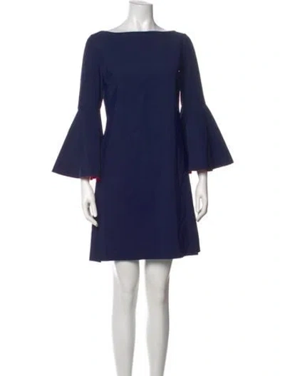 Pre-owned Chiara Boni Bateau Neckline Mini Dress W/ Tags In Blue