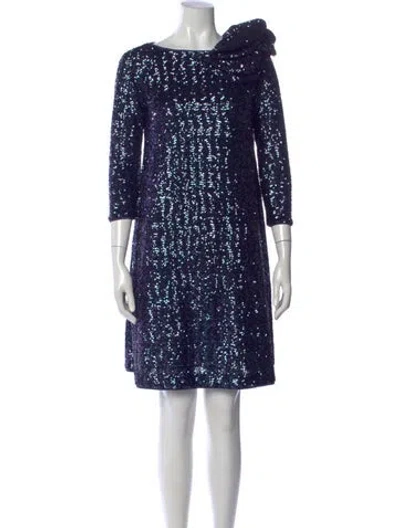 Pre-owned Chiara Boni Bateau Neckline Mini Dress W/ Tags In Blue